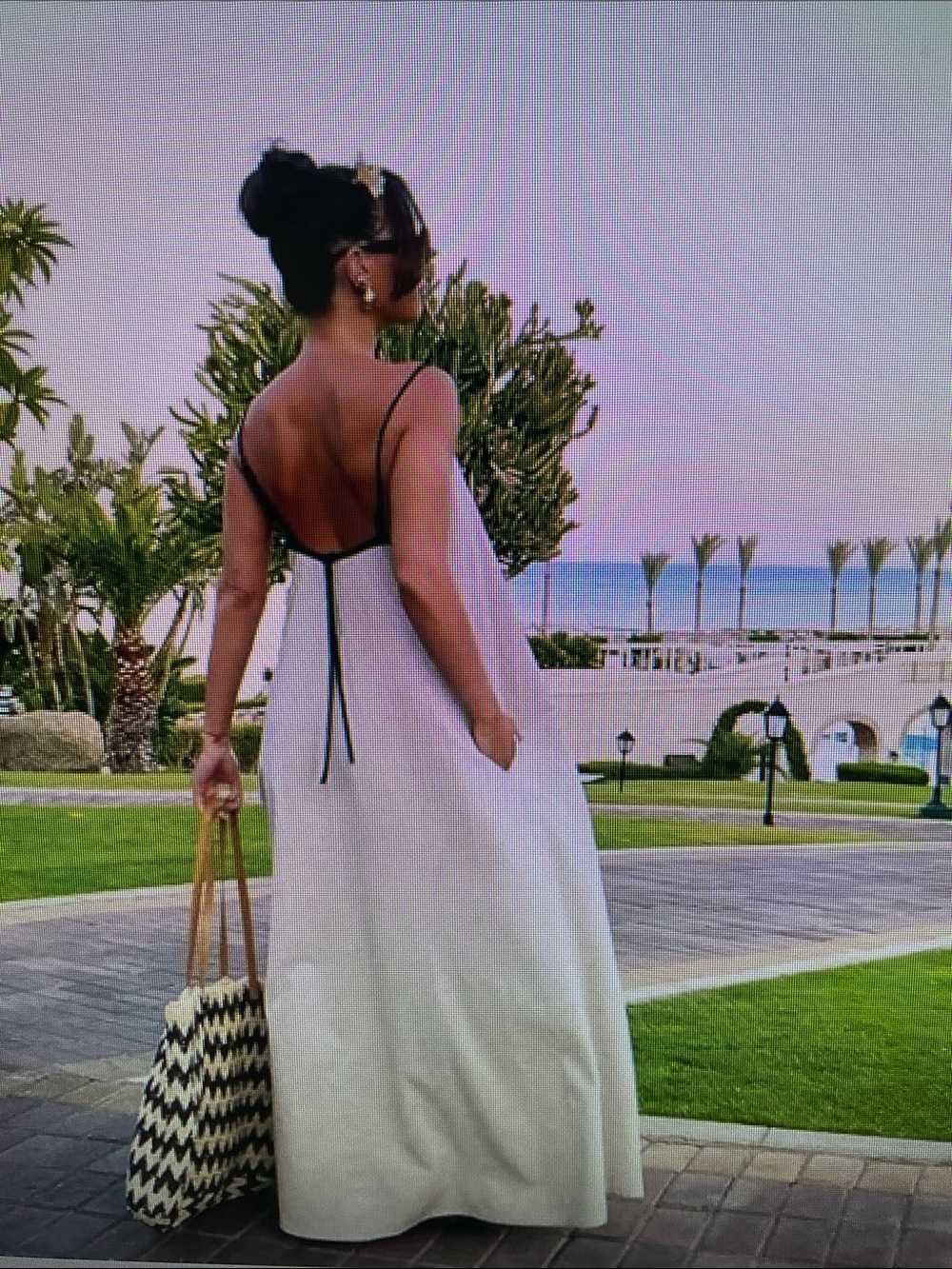 Shy Velvet Cream Maxi Slip Dress with Black Trim - Picture 9 of 9